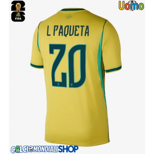 Maglie da calcio Brasile Lucas Paqueta #20 Prima Maglia Mondiali 2026  Manica Corta